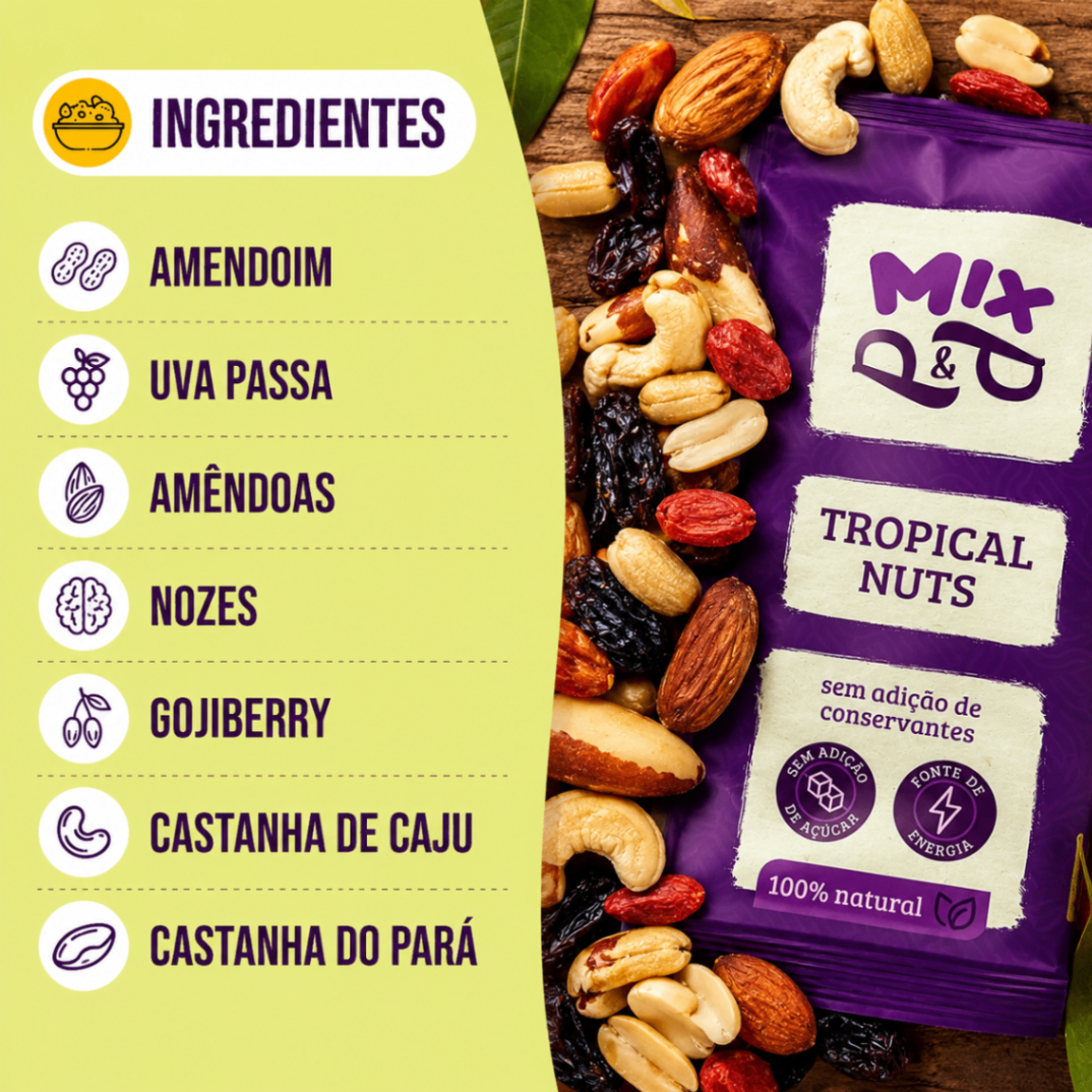 Ingredientes do Mix Tropical Nuts